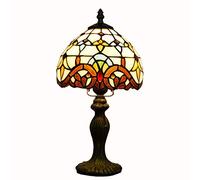 Yjmgrowing Lampes de Table de Style Baroque Tiffany Abat Jour en Verre teinté de 8 Pouces en Alliage Lampe de Bureau pour Le Salon Chambre Chevet Veilleuses,110-240V, E27 (20 × 36cm),B,8INCH