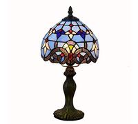 Yjmgrowing Lampes de Table de Style Baroque Tiffany Abat Jour en Verre teinté de 8 Pouces en Alliage Lampe de Bureau pour Le Salon Chambre Chevet Veilleuses,110-240V, E27 (20 × 36cm),A,8INCH