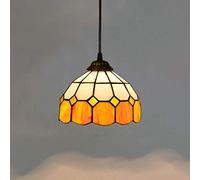 Yjmgrowing Lampes suspendues de Style Tiffany de 8 Pouces Lustre méditerranéen Simple vitrail Lustre Suspendu Lampes pour Restaurant Aisle Bar Plafonnier,110-240V, E27,40W (20 × 90cm),Orange