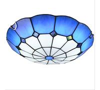 Yjmgrowing Plafonnier à LED encastré Bleu méditerranéen Plafonnier de Chambre à Coucher en vitrail Fait Main Éclairage de Balcon d'allée de Style Tiffany,Patch LED, 12W / 18W,White Light,30cm