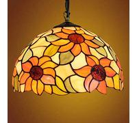 Yjmgrowing Tiffany Lustre de Style Vintage Stained Glass Pendant Lampes, E27 Moderne Sun Flower Lamp Pendant 12 Pouces Salon Salle à Manger Bar Couloir Balcon Aisle Plafond Lumière, 30Cm
