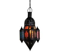 Yjmgrowing Turque Lampe Suspendue Marocaine Handmade Mosaïque en Verre Teinté Tiffany Île Lumières Bohème Style Art Fer Lustre pour Couloir Chambre Aisle Cafe Bar Gift, 110-240, E27,D