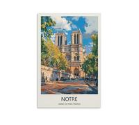 YJNENG Impression sur toile NOTRE DAME DE PARIS FRANCE - Décoration murale moderne - Affiche décorative familiale - 60 x 90 cm