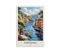 YJNENG Impression sur toile Portofino Italie Décoration murale Poster moderne 20 x 30 cm