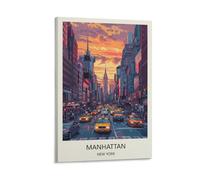 YJNENG Tableau sur toile New York Manhattan Décor mural Peinture murale Moderne Décoration familiale 30 x 45 cm