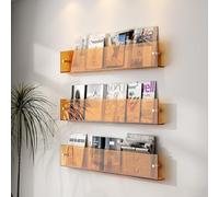 yjnhxns 3 Packs Floating Wall Mounted Shelves, Acrylic Magazine Holder, Clear Brochure Wall Mount, for Waiting Room, Exhibitions Office Retail Store Display(Clear,80cm)