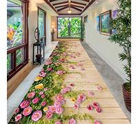 YJRBZ Couleur Tapis Runner Tapis Runners Fleurs et Plancher en Bois 3D Modèle d'impression intérieure Lavable à l'extérieur Effets décoratifs antidérapants à l'extérieur Tapis Personnalisables