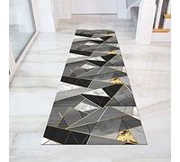 YJRBZ Passage Rock Tapis Géométrie Tapis Runners pour Hallway Stailles Couloir Couloir Tapis étroit, 1m / 1,5 m / 2m / 2,5m / 3m / 3,5m / 4m / 4,5m / 5m / 5m / 6m de Longs Tapis - Noir/Gris/Or