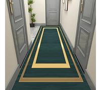 YJRBZ Tapis de Passage Vert pour Couloir, Tapis de Couloir étroit pour Couloir de Cuisine Tapis Long antidérapant 100 cm 2 m 300 cm 4 m 5 m 6 m Tapis de Sol - Design à Bordure dorée (Size : 60x150cm)