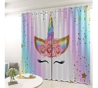 YJRXSS 3D Rideaux Occultants Licorne Animal Enfant 100% Polyester Isolé Thermiquement Adapté pour La Chambre des Enfants Chambre des Rideaux De Salon 150X166 Cm