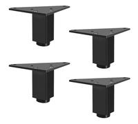 YJRZYQKXKL Pieds de Meuble Réglable, Lot de 4 Noir Pattes de Meuble Carré Alliage de Aluminium | Finition en Anodisé Pieds de Table Hauteur: 6-40cm Pieds de Canapé Pieds de Table Basse-6cm/2.4"