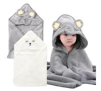 YJSDDNTY 2pcs Cape de Bain Bébé à Capuche, 80 x 77 cm bébé Serviette Housse, Coral Peluche bébé Serviette Housse