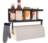 YJSMO Porte-Serviettes magnétique pour réfrigérateur, étagère magnétique à épices, étagère magnétique pour cuisinière, Porte-Serviettes Mural avec Crochets, Organiseur de réfrigérateur pour Cuisine