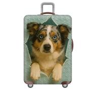 YJSZY Housse De Protection pour Valise,Chat Chien Animal Cowboy RéSistant à La PoussièRe Et Aux Rayures éLastique Housse Valise à roulettes,Luggage Cover,Essentiels De Voyage (Vert,S(18-21inch))