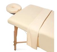 YJSZY Parure De Draps 3 Pièces en Microfibre pour Table De Massage Drap-Housse Drap Plat Et Housse pour Têtière Massage Salon De Beauté Spa Salon De Coiffure Table Sheet Bed Cover (Beige,80 x 185 cm)