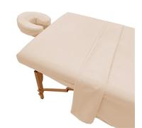 YJSZY Parure De Lit 3 PièCes en Microfibre pour Table De Massage,Drap Housse pour Table Massage,Housse De Lit Facial De Qualité SupéRieure-Drap Plat,Draphousse,Housse pour TêTièRe (Beige,80 x 185 cm)