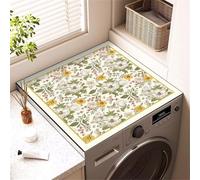 YJSZY Tapis AntidéRapant pour Machine à Laver,Floral,Housse à Motif Floral pour Lave-Linge Et SèChe-Linge,AntidéRapant,SéChage Rapide Mat Cover pour RéFrigéRateur,Cuisine,Buanderie (Jaune,50 x50 cm)