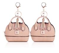 YJUBAOA Lot de 2 mini trousses cosmétiques mignonnes pour femme en cuir synthétique avec porte-clés, sac à maquillage, poche pour clés, sac à lèvres, porte-cartes et câble de données avec fermeture