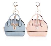 YJUBAOA Lot de 2 mini trousses cosmétiques mignonnes pour femme en cuir synthétique avec porte-clés, sac à maquillage, poche pour clés, sac à lèvres, porte-cartes et câble de données avec fermeture