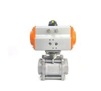 YJUHADWPBZ DN15 DN20 DN25 DN32 DN40 DN50 Valve à bille pneumatique à trois pièces à plate-forme haute en acier inoxydable Q611F-16P Cylindre à double action (1/4")