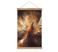 YJWANDL Art mural en lin, impression phénix abstraite, peinture à suspendre, art moderne, décoration murale d'intérieur, décoration d'intérieur rustique pour tous les espaces