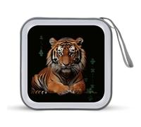 YJWANDL Boîte de rangement pour CD, avec imprimé tigre et pattes - Boîte de rangement portable pour CD DVD - Petite boîte de rangement portable résistante aux rayures, Style :, Taille unique,