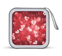 YJWANDL Boîte de rangement pour CD, Saint Valentin, cœur imprimé cœur, boîte de rangement portable pour CD, DVD, petite boîte de rangement portable résistante aux rayures, Style :, Taille unique,