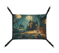 YJWANDL Hamac confortable pour animal de compagnie, art abandonné, imprimé Halloween, hamac pour chat, lit en toile pour petits chiens et chats, facile à installer et portable