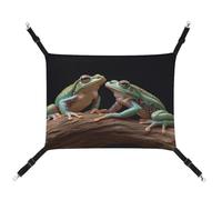 YJWANDL Hamac confortable pour animal de compagnie, deux grenouilles imprimées, lit en toile pour petits chiens et chats, facile à installer et portable