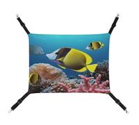 YJWANDL Hamac confortable pour animal de compagnie, imprimé poissons tropicaux, lit en toile pour petits chiens et chats, facile à installer et portable