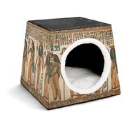 YJWANDL Lit pour animaux de compagnie avec capsule spatiale pour chats et petits chiens, imprimé de l'Égypte ancienne, lit portable pour petit animal domestique confortable et lavable en machine
