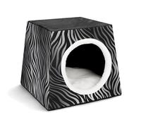 YJWANDL Lit pour animaux de compagnie avec capsule spatiale pour chats et petits chiens, imprimé zèbre, lit portable pour petit animal de compagnie, lit confortable et lavable en machine
