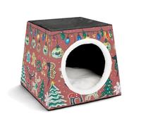 YJWANDL Lit pour animaux de compagnie avec capsule spatiale pour chats et petits chiens, lit portable à imprimé de Noël étrange pour petit animal de compagnie, confortable et lavable en machine