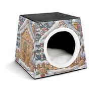 YJWANDL Lit pour animaux de compagnie avec capsule spatiale pour chats et petits chiens, lit portable à imprimé Sweet Little Home pour petit animal de compagnie, confortable et lavable en machine