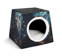YJWANDL Lit pour animaux de compagnie avec capsule spatiale pour chats et petits chiens, lit portable à imprimé tigre pour petit animal de compagnie, confortable et lavable en machine
