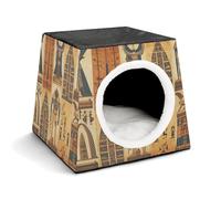 YJWANDL Lit pour animaux de compagnie avec capsule spatiale pour chats et petits chiens, série tribu de l'Égypte antique, lit portable pour petit animal de compagnie, confortable et lavable en machine
