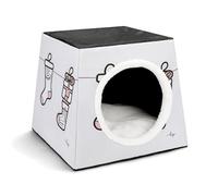 YJWANDL Lit pour animaux de compagnie capsule spatiale pour chats et petits chiens, chaussettes coffret cadeau imprimé lit portable pour petit animal domestique lit confortable et lavable en machine