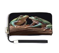 YJWANDL Portefeuille en cuir PU, deux grenouilles imprimé long portefeuille pour femmes, portefeuille d'embrayage de poche, porte-cartes, style, 20,0 x 10,5 cm, moderne, Style :, 20.0*10.5cm, Moderne