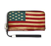 YJWANDL Portefeuille en cuir PU, drapeau américain vintage 4 juillet imprimé USA long portefeuille pour femme pochette de poche porte-cartes, style, 20,0 x 10,5 cm, moderne, Style :, 20.0*10.5cm,