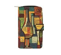 YJWANDL Portefeuille en cuir PU, portefeuille de voyage moderne avec plusieurs fentes pour bouteille de vin, style élégant, 19,7 x 11 x 3,5 cm, minimaliste, Style :, 19.7x11x3.5cm, Minimaliste