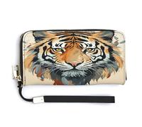 YJWANDL Portefeuille en cuir synthétique, année du tigre imprimé visage de tigre, portefeuille long pour femme, pochette de poche, porte-cartes, style, 20 x 10,5 cm, moderne, Style :, 20.0*10.5cm,