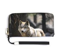 YJWANDL Portefeuille long en cuir synthétique, imprimé loup sauvage, portefeuille pour femme, portefeuille à main avec porte-cartes pour femme, style, 20 x 10,5 cm, moderne, Style :, 20.0*10.5cm,