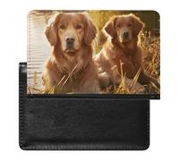 YJWANDL Protection de passeport, deux golden retrievers imprimés, étui de passeport de voyage avec poches, style, style, taille unique, minimaliste, Style :, Taille unique, Minimaliste