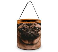 YJWANDL Sacs à bonbons fourre-tout d'Halloween, un imprimé carlin, sacs pliables et légers, sacs à bonbons légers, noir, taille unique, Noir , Taille unique, Moderne