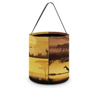 YJWANDL Sacs fourre-tout pour Halloween, motif animaux de la prairie africaine, pliables et légers, sacs à bonbons légers, noir, taille unique, Noir , Taille unique, Moderne