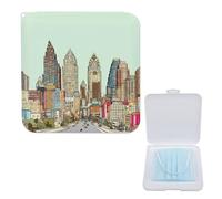 YJWANDO Austin Texas Boîte de rangement compacte pour masque portable en polypropylène léger et portable Idéal pour tous les types de masques, Boîte de rangement pour masque, 5.1"x5.1", Moderne