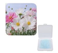 YJWANDO Boîte de rangement compacte pour masque, avec imprimé fleurs blanches, légère et portable, support de masque en polypropylène, idéale pour tous les types de masques, Boîte de rangement pour