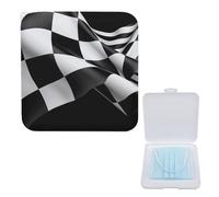 YJWANDO Boîte de rangement compacte pour masque, formule noire et blanche, motif drapeau à carreaux, boîte portable légère et portable en polypropylène, idéale pour tous les types de masques, Boîte de