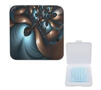 YJWANDO Boîte de rangement compacte pour masque, imprimé abstrait bleu marron, boîte de masque portable légère et portable en polypropylène, idéale pour tous les types de masques