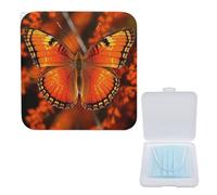YJWANDO Boîte de rangement compacte pour masque, imprimé papillon orange, boîte de masque portable légère et portable en polypropylène, idéale pour tous les types de masques, Boîte de rangement pour